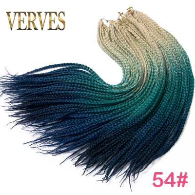 VERVES Crochet Braids Synthetic 24 inch Box Braid 22 Roots/Pcs Ombre Braiding Hair Extensions Heat Fiber Bulk Braid Pink,Black