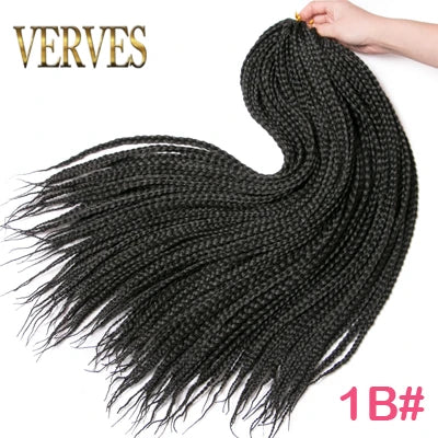 VERVES Crochet Braids Synthetic 24 inch Box Braid 22 Roots/Pcs Ombre Braiding Hair Extensions Heat Fiber Bulk Braid Pink,Black