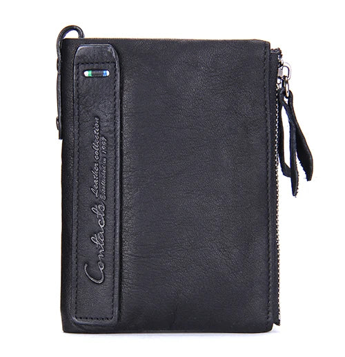 CONTACT'S Fashion Genuine Leather Women Wallet Bifold Card Holder Coin Purse Small Women's Purse Money Clip Men Pocket Wallets