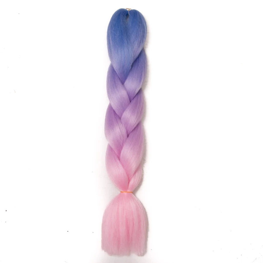 VERVES Ombre Jumbo Braids — 24" 100 g Two-Tone Synthetic Braiding Hair (Pink/Black/Blue)
