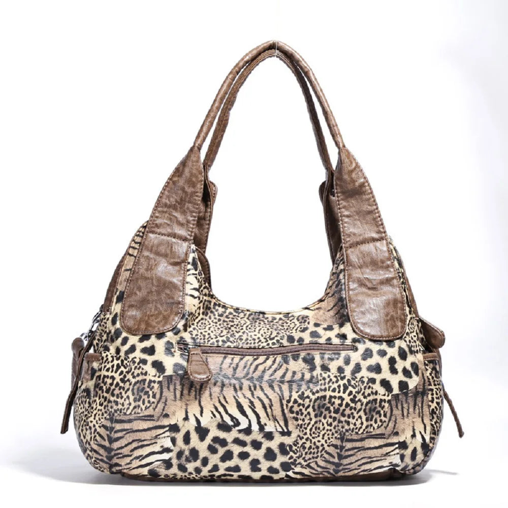 Angelkiss Women Handbags Leopard Shoulder Bag Top-handle Handbag Fashion Satchel Dumpling Shoulder Bag Tote Hobos Large Purse