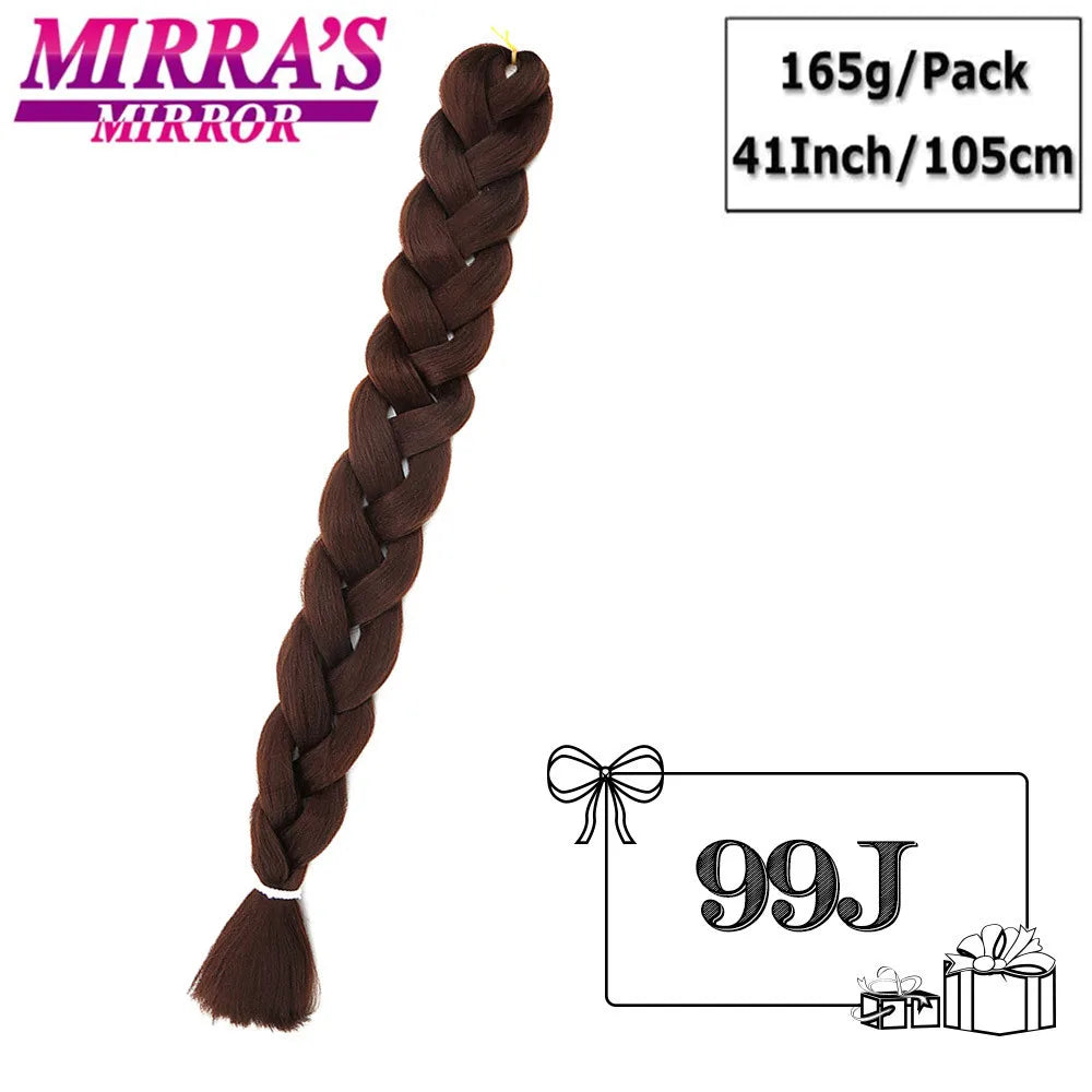 82 Inch Pure Color Jumbo Braiding Hair Extensions Synthetic Braids Ombre Hair For Box Braid Support Wholesale Mirra’s Mirror