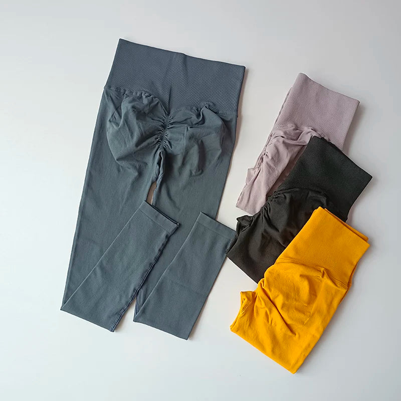 Seamless High-Waist Yoga Leggings – Push-Up Hip Lift Fit