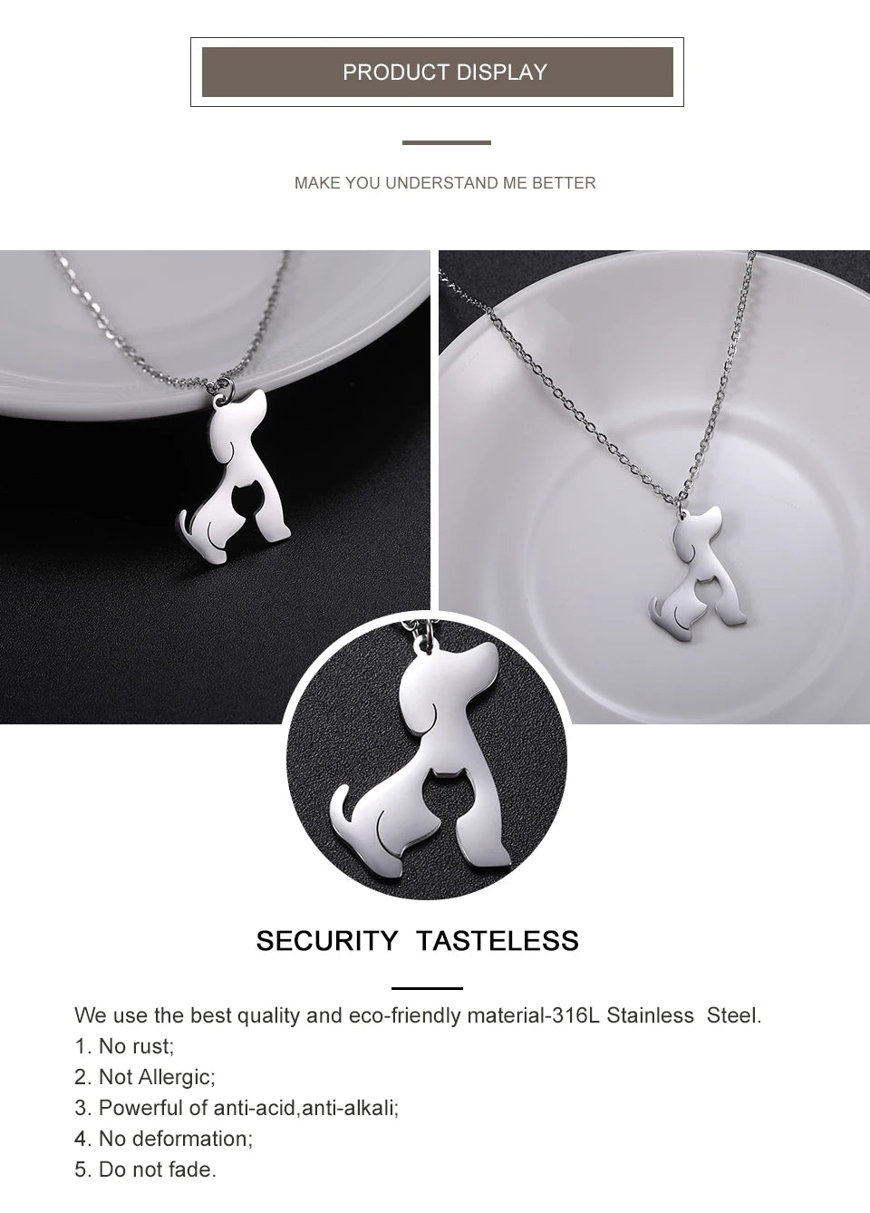 Cute Dog Paw Pendant Necklace | Stainless Steel Animal Footprint Chain for Women & Girls