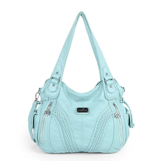 Angel kiss Women Handbags Satchel Top-handle Handbag 2023 PU Shoulder Bag Soft Dumpling Pack Multi-pockets Shoulder Purse Bags