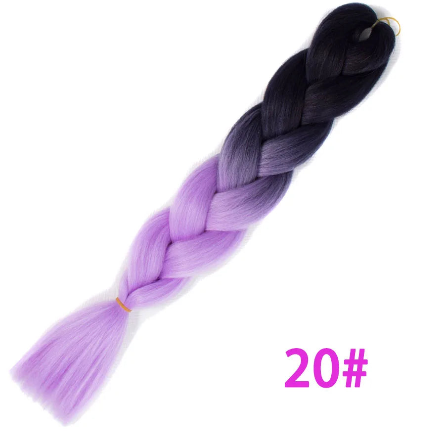 VERVES Ombre Jumbo Braids — 24" 100 g Two-Tone Synthetic Braiding Hair (Pink/Black/Blue)