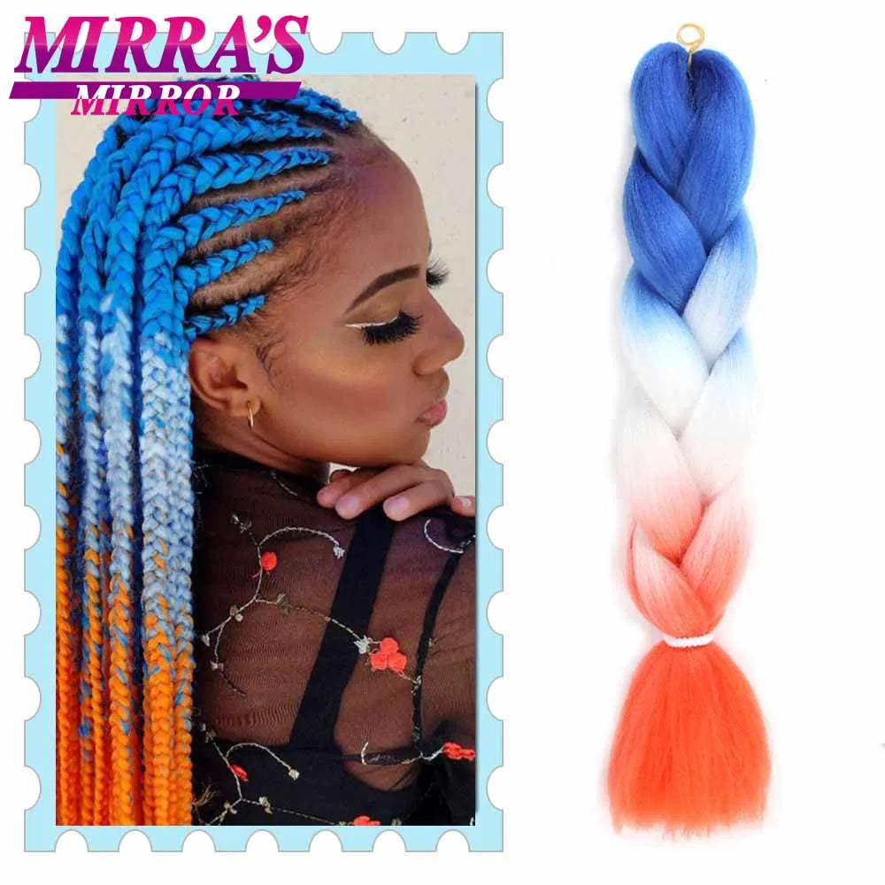 Synthetic Braiding Hair 24 Inch Kanekalon Braids Extensions Ombre Hair for Box Braid Crochet Jumbo Braiding Hair Pre Stretched