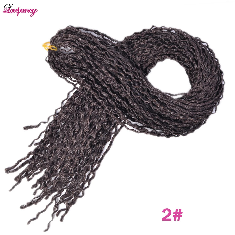 Synthetic Zizi Braids Crochet Box Braiding Hair Extensions White Black 28 Inch Long Curly Crochet Braiding Hair For Women 50g