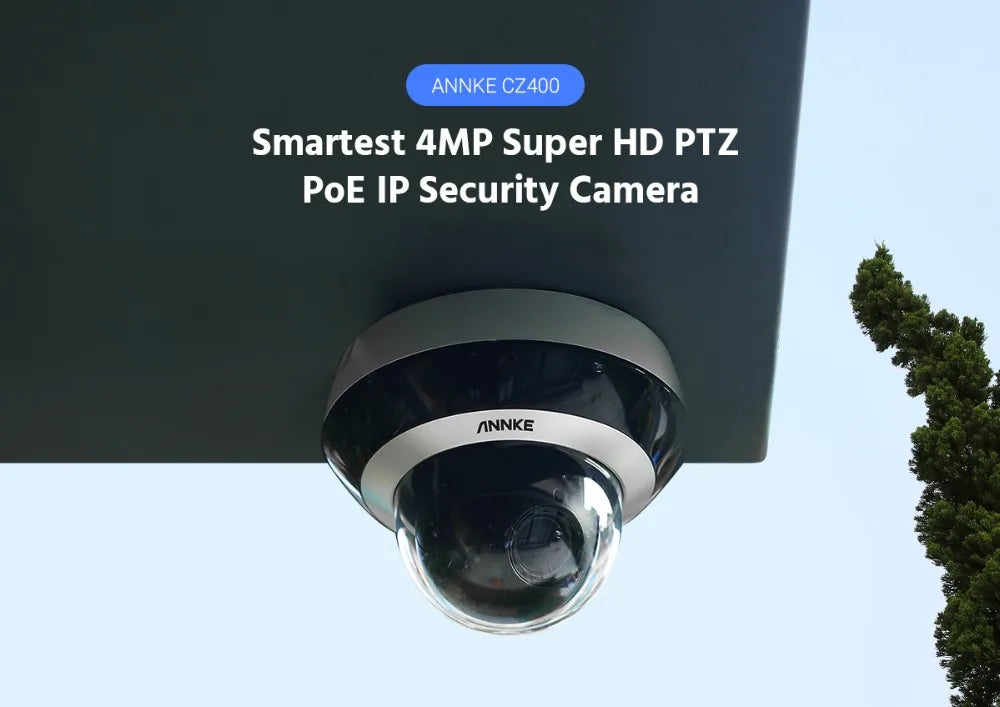 ANNKE Smartest 4MP Super HD PTZ Camera Security POE Camera 4X Optical Zoom Surveillance IP Camera With AI Detection Audio Record