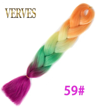 VERVES Ombre Jumbo Braids — 24" 100 g Two-Tone Synthetic Braiding Hair (Pink/Black/Blue)