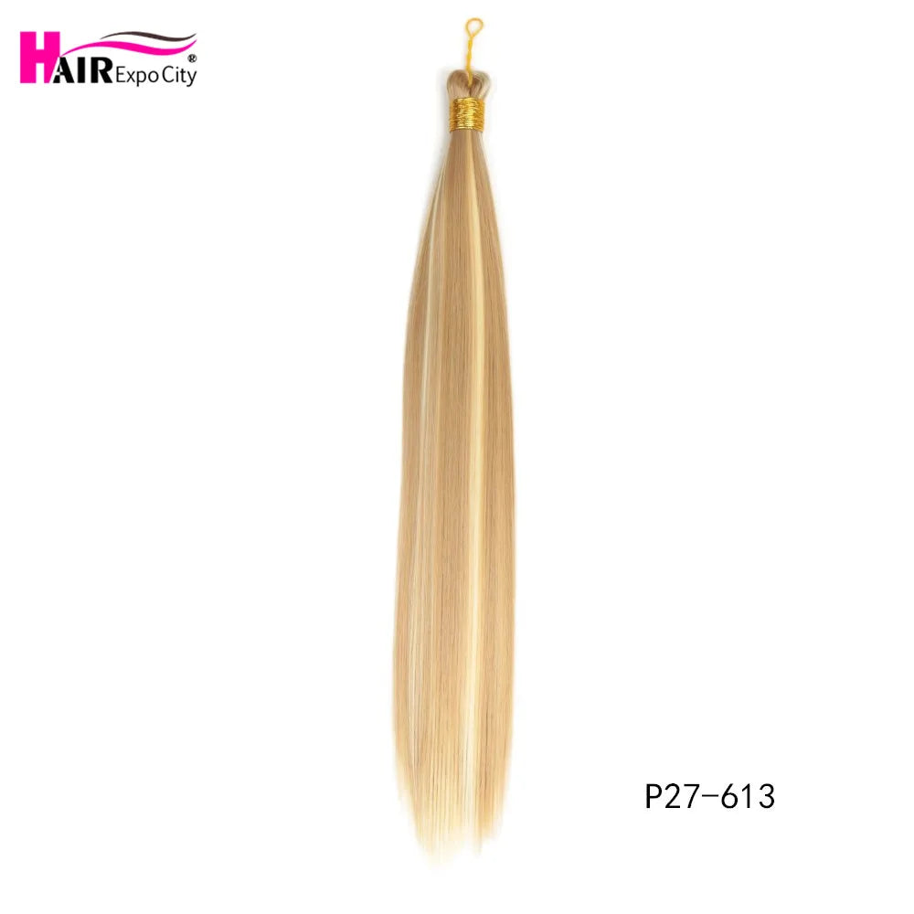 Bone Straight Synthetic Braiding Hair Bulk 22" Silky Pre Stretched Braiding Hair Extensions Crochet Box Braids Hair Expo City