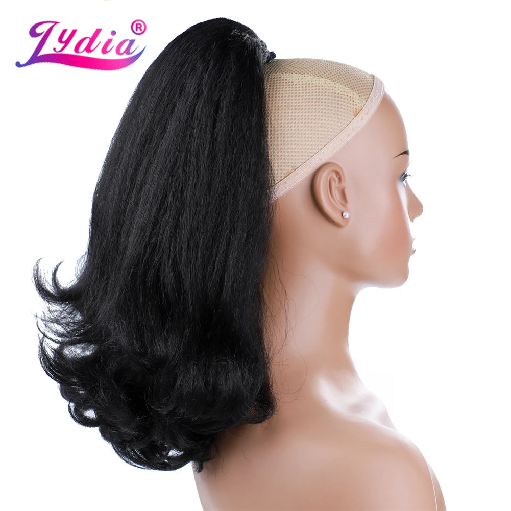 Lydia Tail Warping Synthetic Kinky Straight Hairpiece Stylish High-Volume Curly Clips-in Natural Looking Drawstring Ponytail