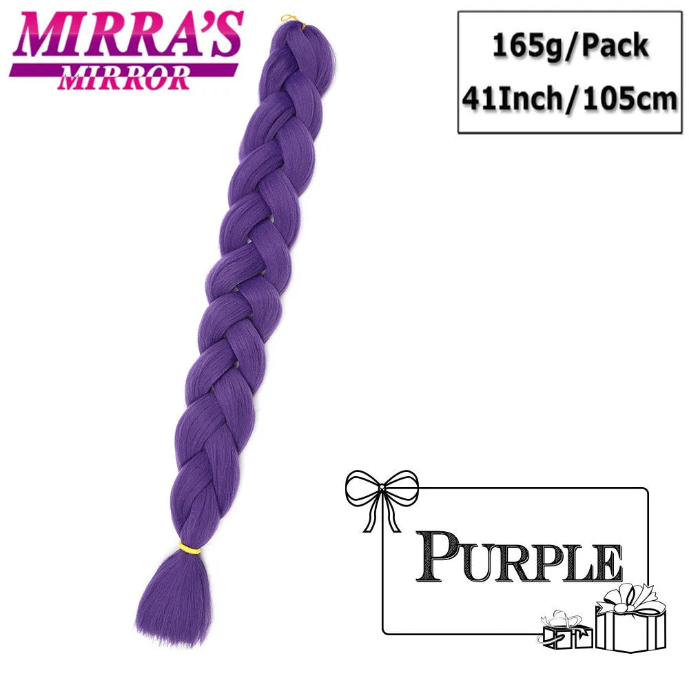 82 Inch Pure Color Jumbo Braiding Hair Extensions Synthetic Braids Ombre Hair For Box Braid Support Wholesale Mirra’s Mirror