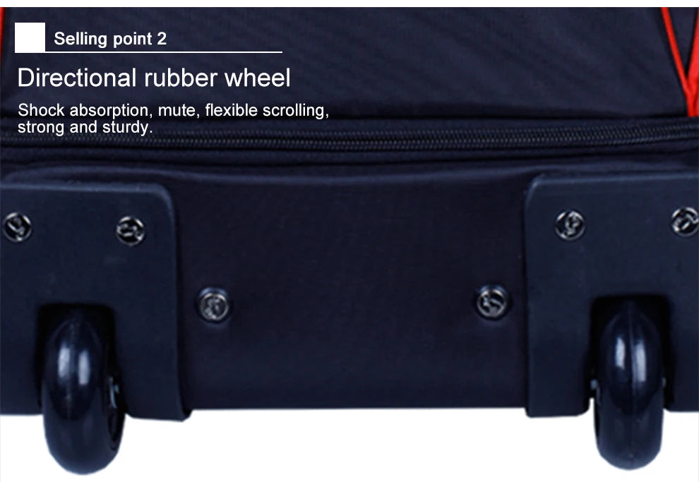 OIWAS Men Trolley Duffle Bag 56L Water-Repellent Foldable Rolling Suitcase Hand Luggage With Wheels Carry-On Bags Expansion Pack