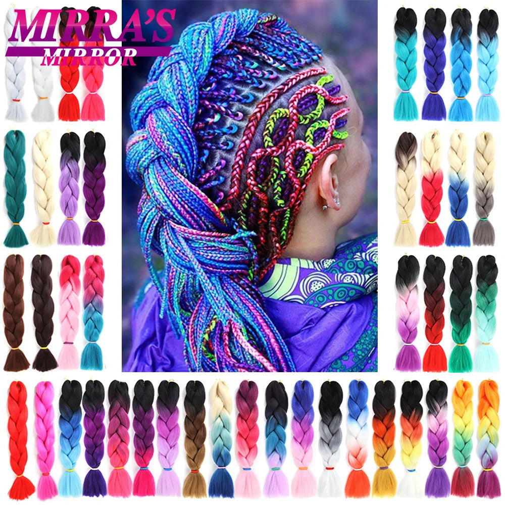 Synthetic Braiding Hair 24 Inch Kanekalon Braids Extensions Ombre Hair for Box Braid Crochet Jumbo Braiding Hair Pre Stretched