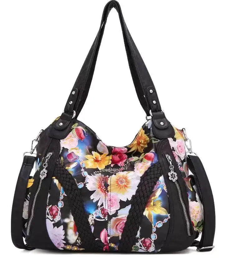 Angel kiss Women Handbags Satchel Top-handle Handbag 2023 PU Shoulder Bag Soft Dumpling Pack Multi-pockets Shoulder Purse Bags