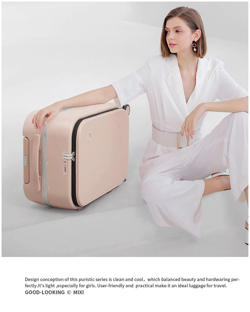 Mixi M9260 Aluminum-Frame PC Carry-On | Full-Front Quick Access, TSA Lock, 8 Spinner Wheels (18/20/24″)