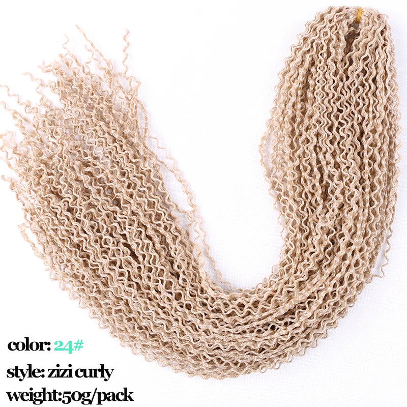 Full Star Curly ZIZI Box Braids 22" Crochet Braids Synthetic Hair Extensions Long Green Blue Pink Red Pre-Looped Twisted Hair