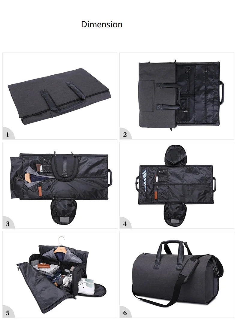 Men Bags Travel Garment Bag Duffel Bag with Shoulder Strap Business Handbags Multiple Pockets Carry on Hanging Suitcase Clothing