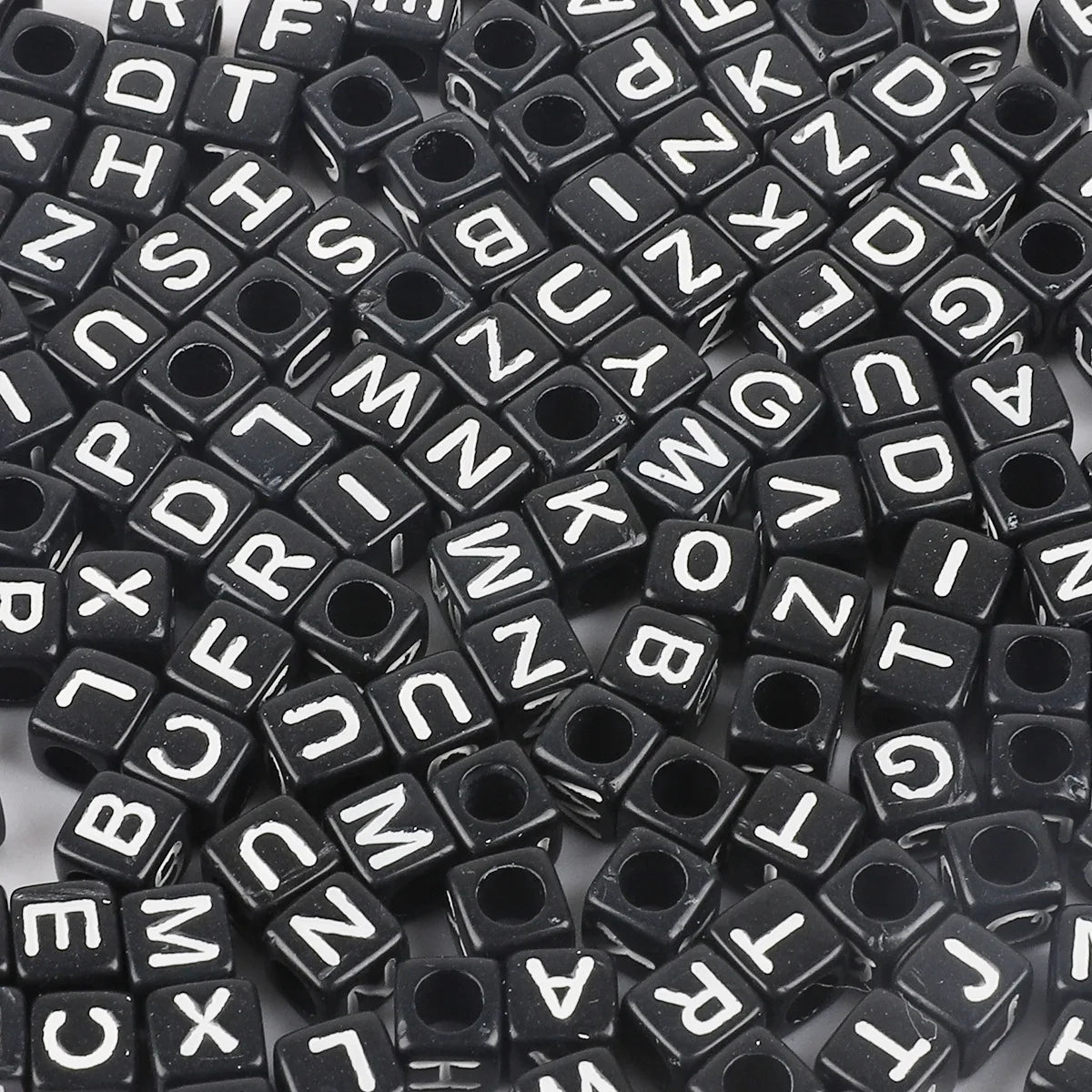 100pcs Mixed Letter Acrylic Beads | Square Alphabet Spacer Beads for DIY Jewelry