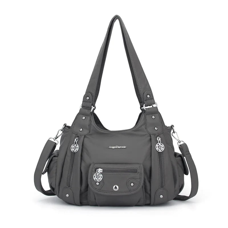 Women Handbags Satchel Top-handle Handbag Small PU Shoulder Bag 12.5”x4.4” Dumpling Pack Multi-pockets Shoulder Bags