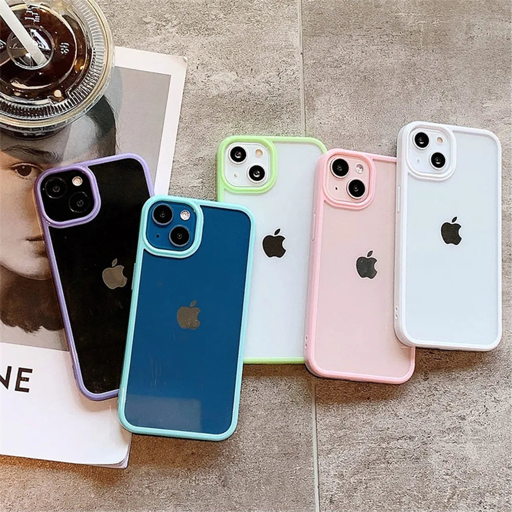 Candy Shockproof Silicone Bumper Phone Case For iPhone 17 16 15 14 11 12 13 Pro Max XS XR Plus Transparent Protection Back Cover
