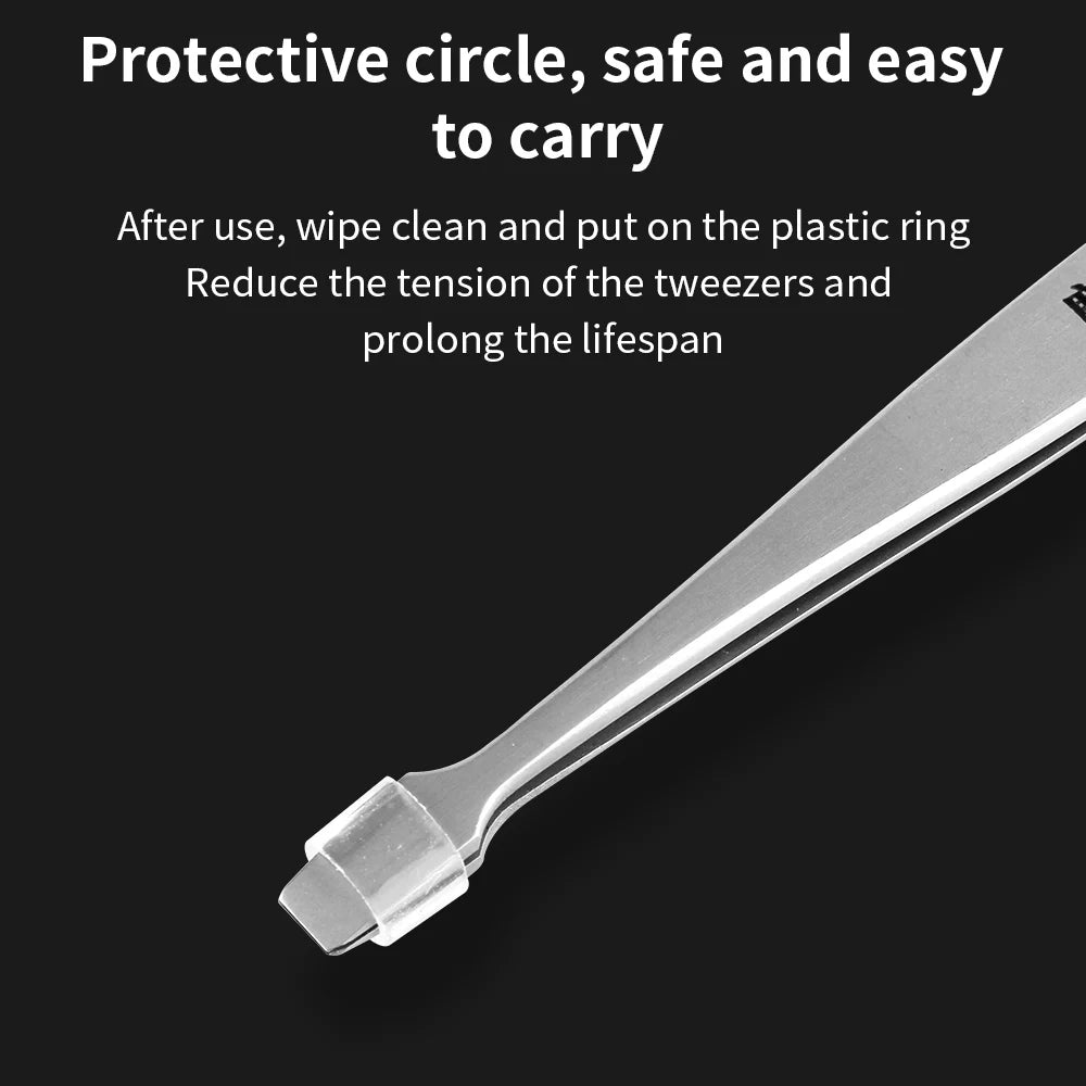 LUXIANZI Flat Stainless Steel Industrial Tweezers For Soldering Repair Electronic Tools Industrial Forceps Precision tweezer