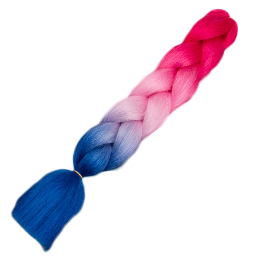 VERVES Ombre Jumbo Braids — 24" 100 g Two-Tone Synthetic Braiding Hair (Pink/Black/Blue)