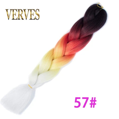 VERVES Ombre Jumbo Braids — 24" 100 g Two-Tone Synthetic Braiding Hair (Pink/Black/Blue)