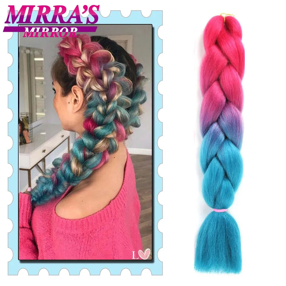 Synthetic Braiding Hair 24 Inch Kanekalon Braids Extensions Ombre Hair for Box Braid Crochet Jumbo Braiding Hair Pre Stretched