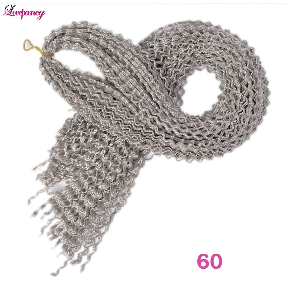 Synthetic Zizi Braids Crochet Box Braiding Hair Extensions White Black 28 Inch Long Curly Crochet Braiding Hair For Women 50g