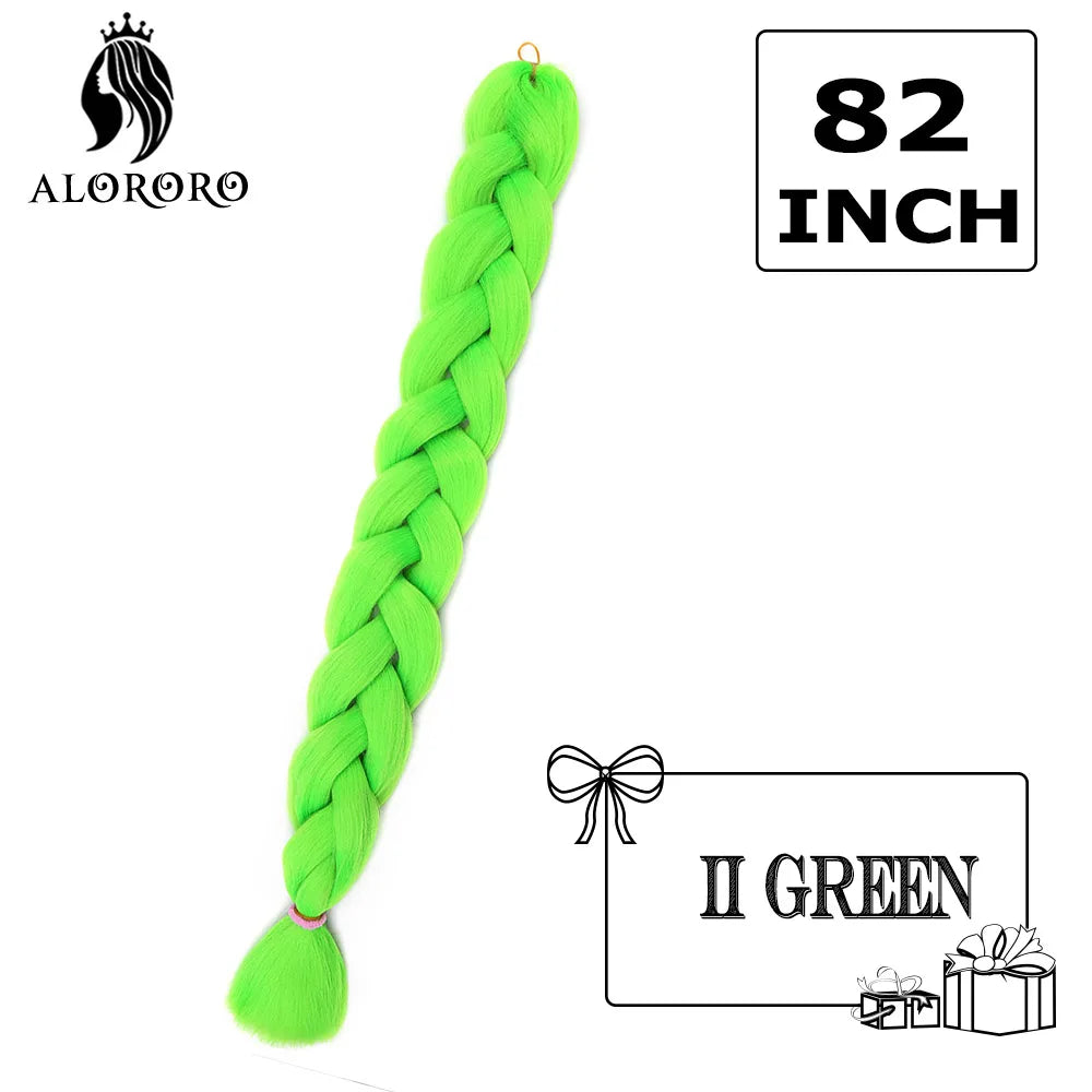 82 Inch Synthetic Braiding Hair Extensions Green Red Pink Yellow Crochet Jumbo Braids Hair Pure Color Box Twist Braids Wholesale