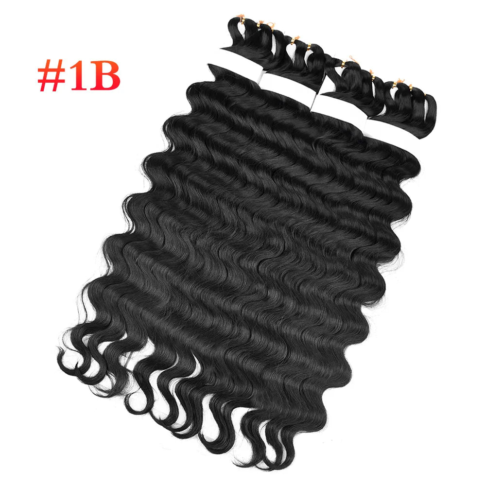 DinDong Synthetic Hair Pre-feathered Hybrid Wave Box Braids 3x King Tips Body Wave Bulk Braiding Hair Extensions 28 inch