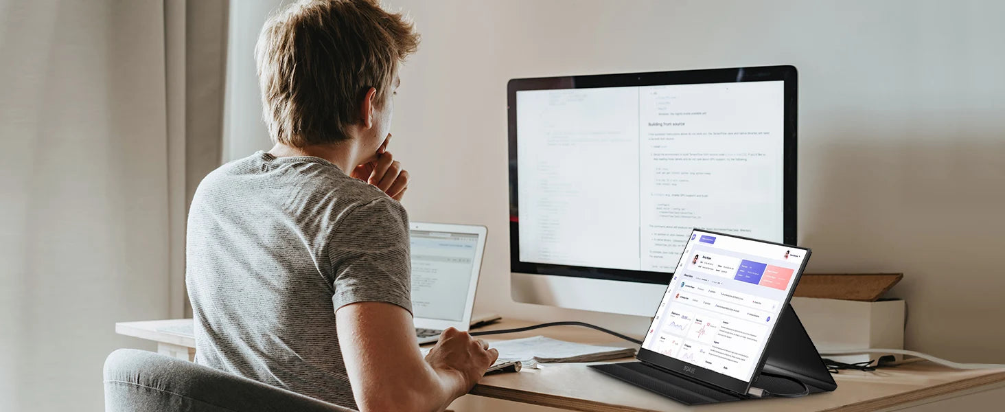 15.6" Portable Monitor — 1080p IPS | 72% NTSC / 100% sRGB | Dual USB-C + mini HDMI | Speakers