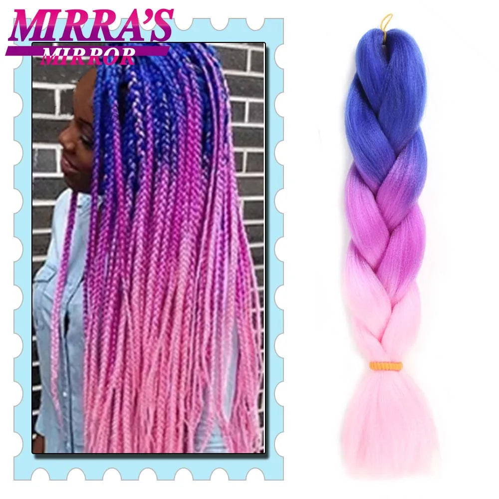 Synthetic Braiding Hair 24 Inch Kanekalon Braids Extensions Ombre Hair for Box Braid Crochet Jumbo Braiding Hair Pre Stretched