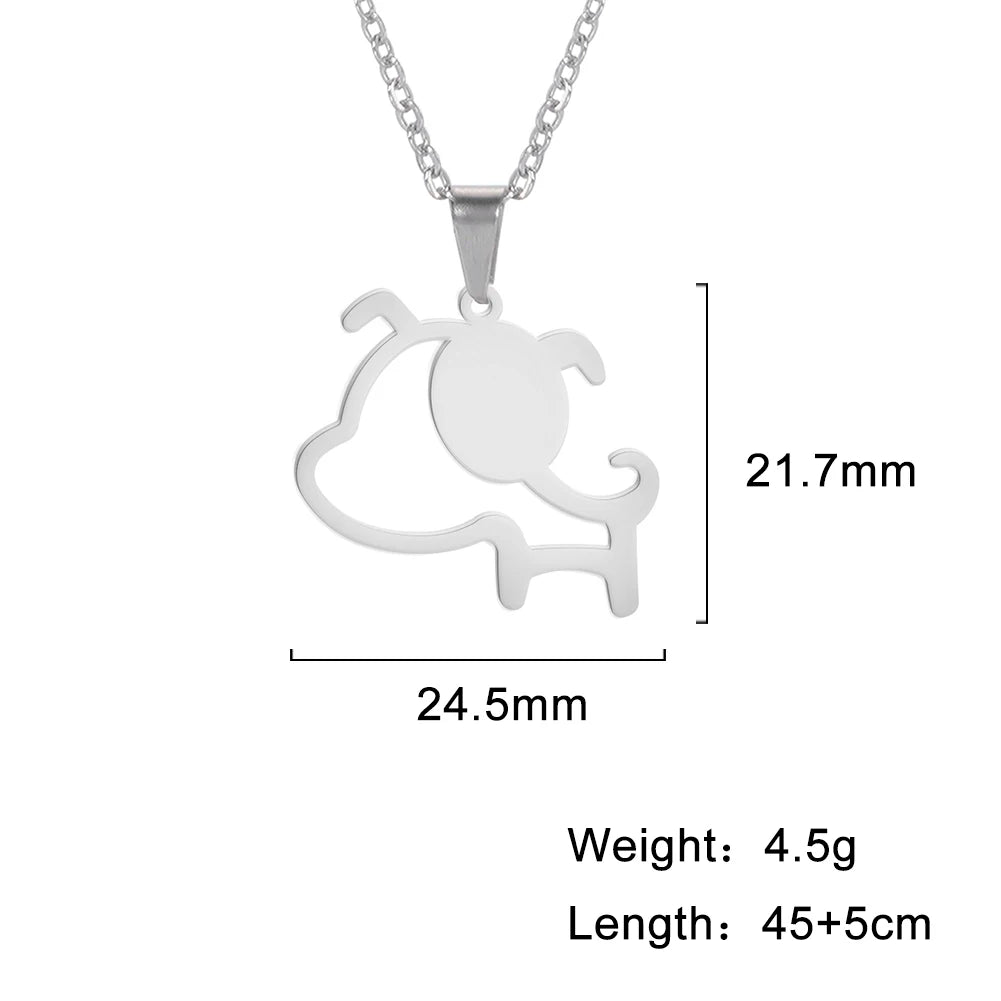 Cute Dog Paw Pendant Necklace | Stainless Steel Animal Footprint Chain for Women & Girls