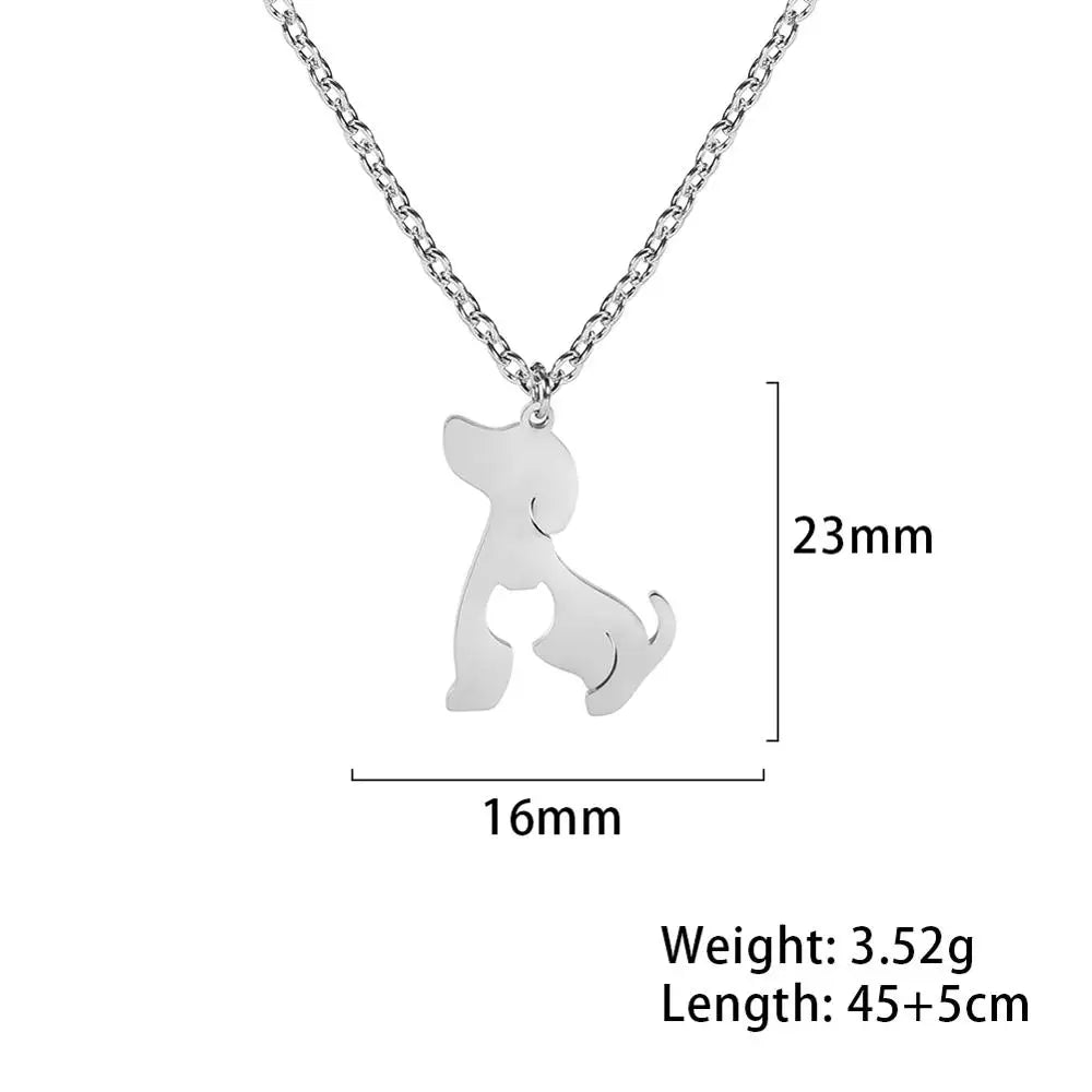 Cute Dog Paw Pendant Necklace | Stainless Steel Animal Footprint Chain for Women & Girls