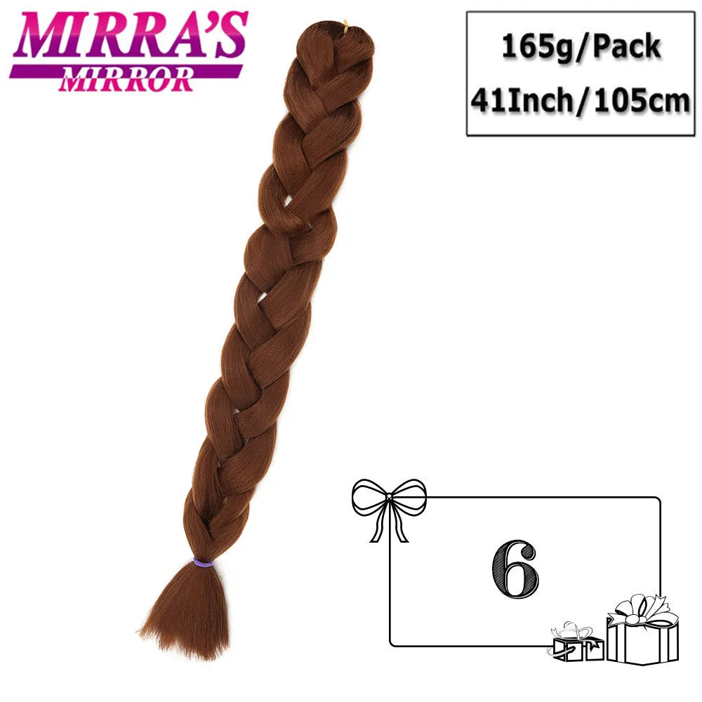 82 Inch Pure Color Jumbo Braiding Hair Extensions Synthetic Braids Ombre Hair For Box Braid Support Wholesale Mirra’s Mirror