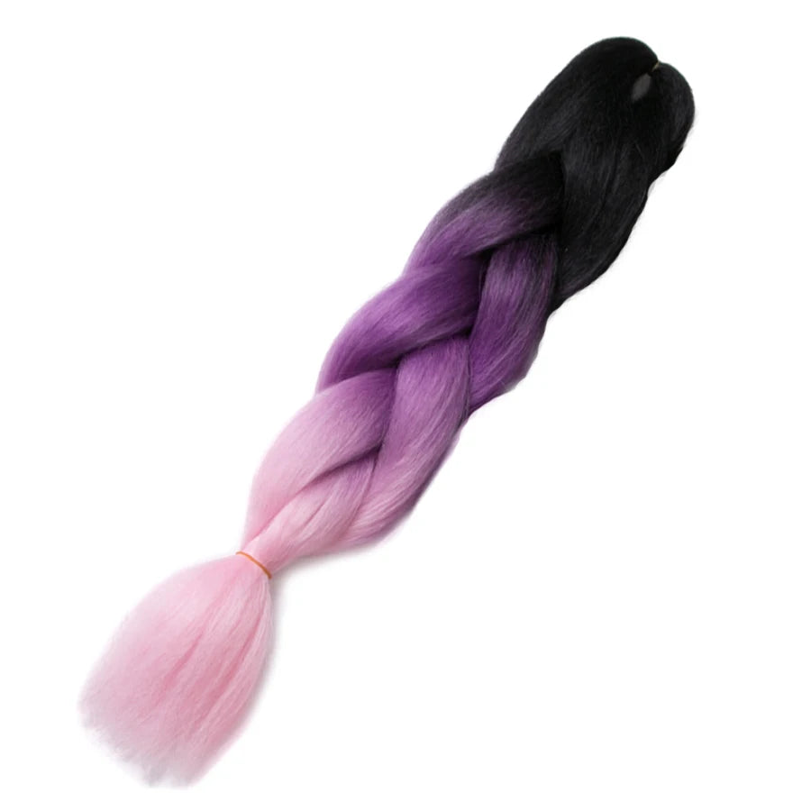 VERVES Ombre Jumbo Braids — 24" 100 g Two-Tone Synthetic Braiding Hair (Pink/Black/Blue)