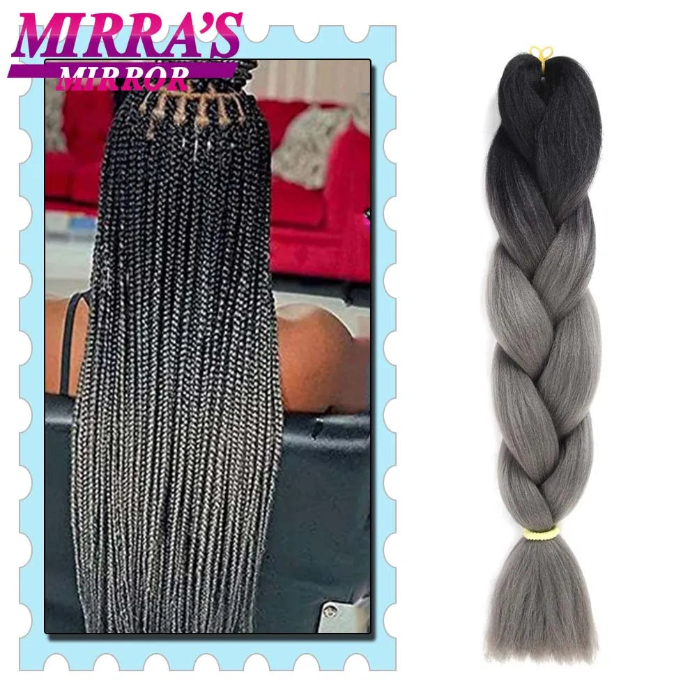 Synthetic Braiding Hair 24 Inch Kanekalon Braids Extensions Ombre Hair for Box Braid Crochet Jumbo Braiding Hair Pre Stretched