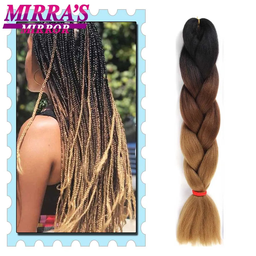 Synthetic Braiding Hair 24 Inch Kanekalon Braids Extensions Ombre Hair for Box Braid Crochet Jumbo Braiding Hair Pre Stretched
