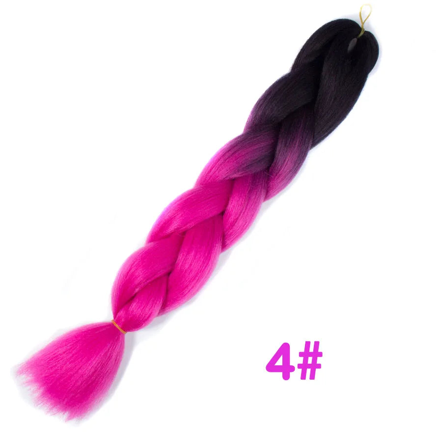 VERVES Ombre Jumbo Braids — 24" 100 g Two-Tone Synthetic Braiding Hair (Pink/Black/Blue)