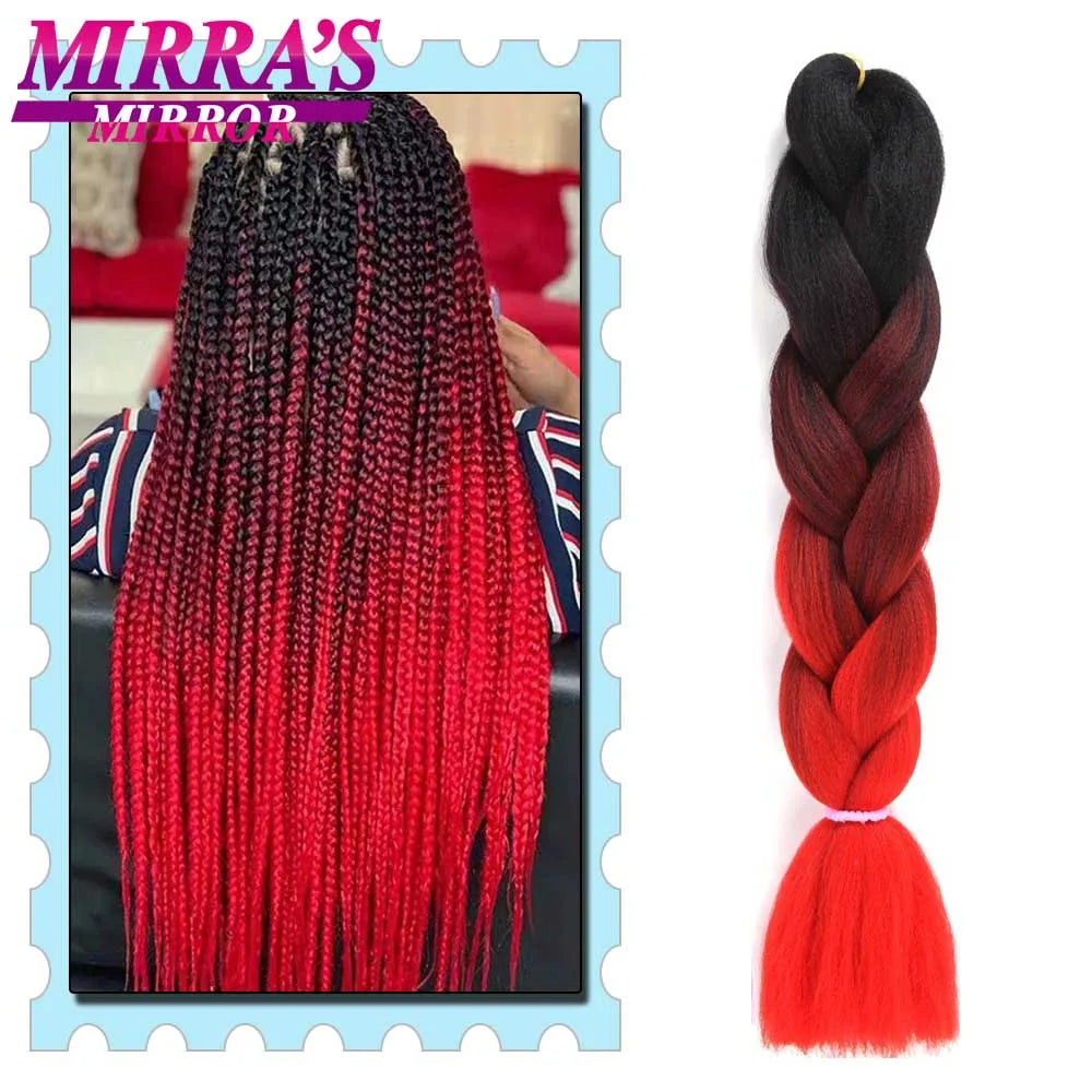 Synthetic Braiding Hair 24 Inch Kanekalon Braids Extensions Ombre Hair for Box Braid Crochet Jumbo Braiding Hair Pre Stretched
