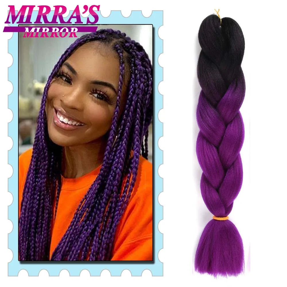 Synthetic Braiding Hair 24 Inch Kanekalon Braids Extensions Ombre Hair for Box Braid Crochet Jumbo Braiding Hair Pre Stretched