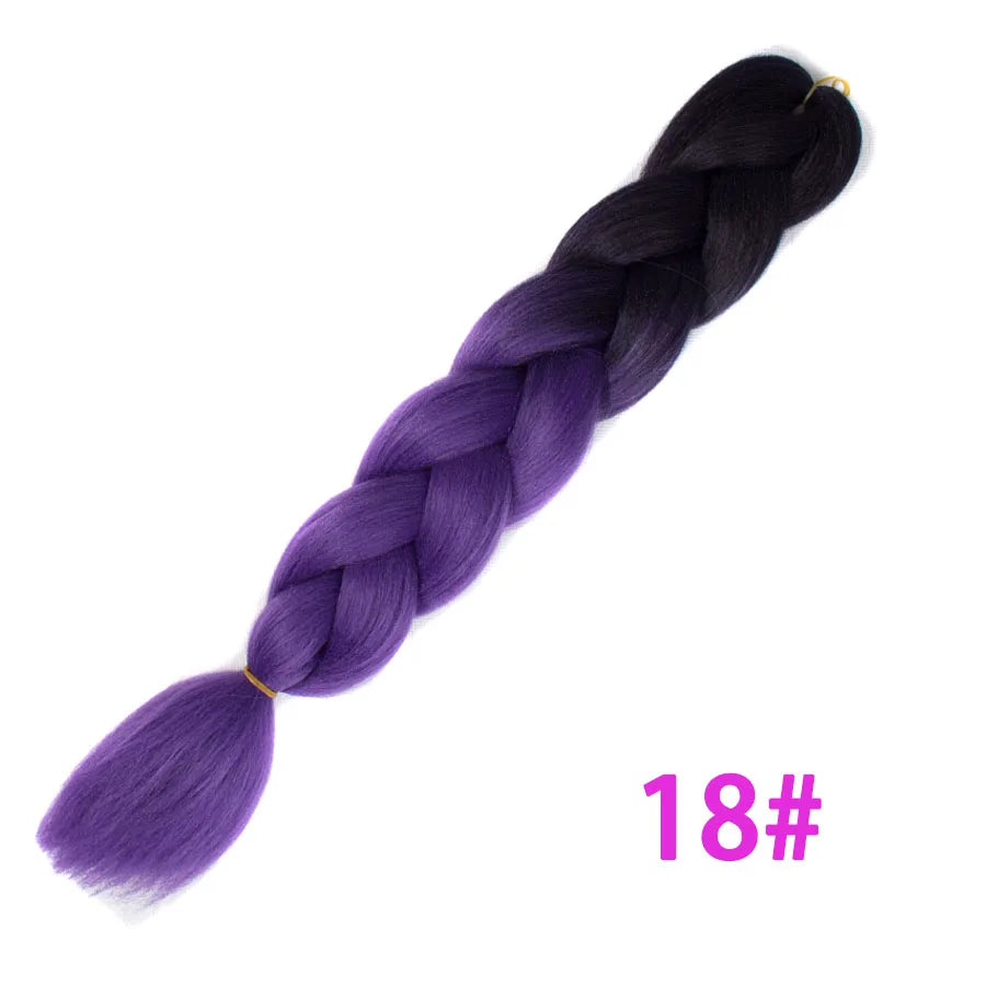 VERVES Ombre Jumbo Braids — 24" 100 g Two-Tone Synthetic Braiding Hair (Pink/Black/Blue)