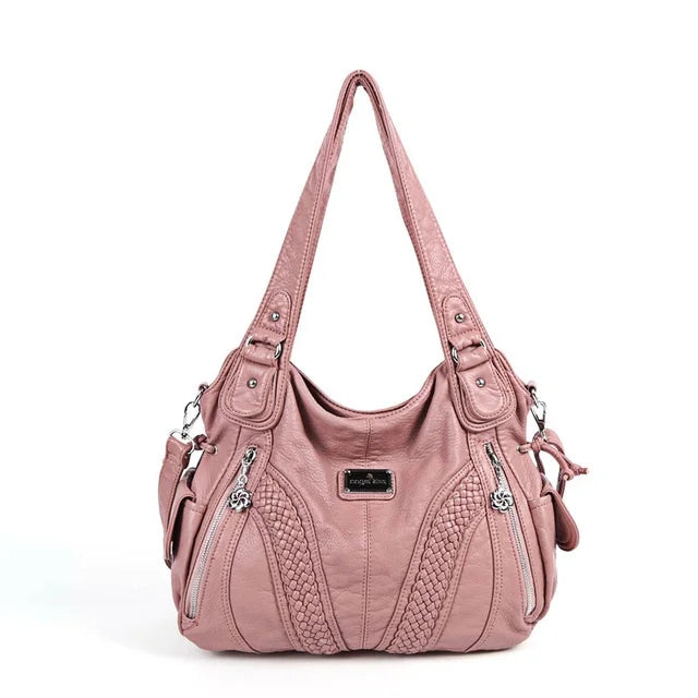 Angel kiss Women Handbags Satchel Top-handle Handbag 2023 PU Shoulder Bag Soft Dumpling Pack Multi-pockets Shoulder Purse Bags