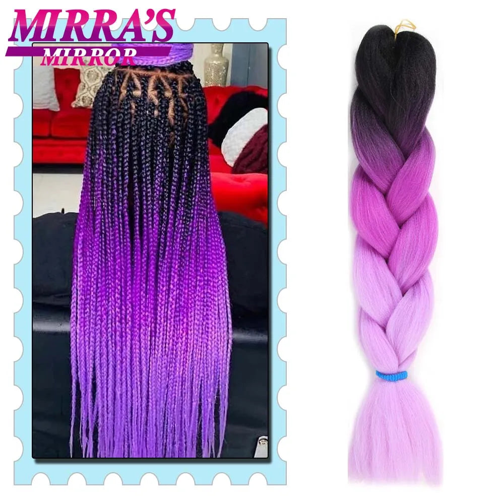 Synthetic Braiding Hair 24 Inch Kanekalon Braids Extensions Ombre Hair for Box Braid Crochet Jumbo Braiding Hair Pre Stretched