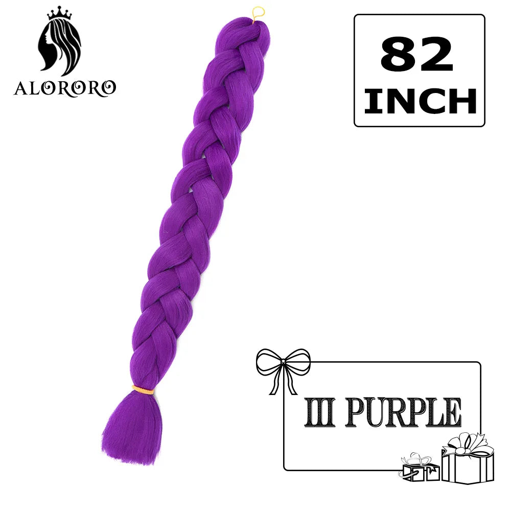 82 Inch Synthetic Braiding Hair Extensions Green Red Pink Yellow Crochet Jumbo Braids Hair Pure Color Box Twist Braids Wholesale