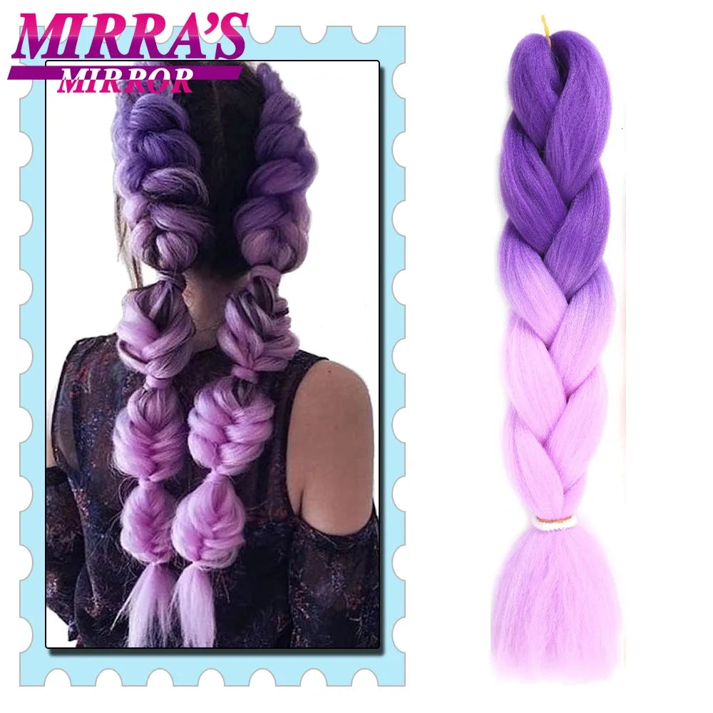 Synthetic Braiding Hair 24 Inch Kanekalon Braids Extensions Ombre Hair for Box Braid Crochet Jumbo Braiding Hair Pre Stretched