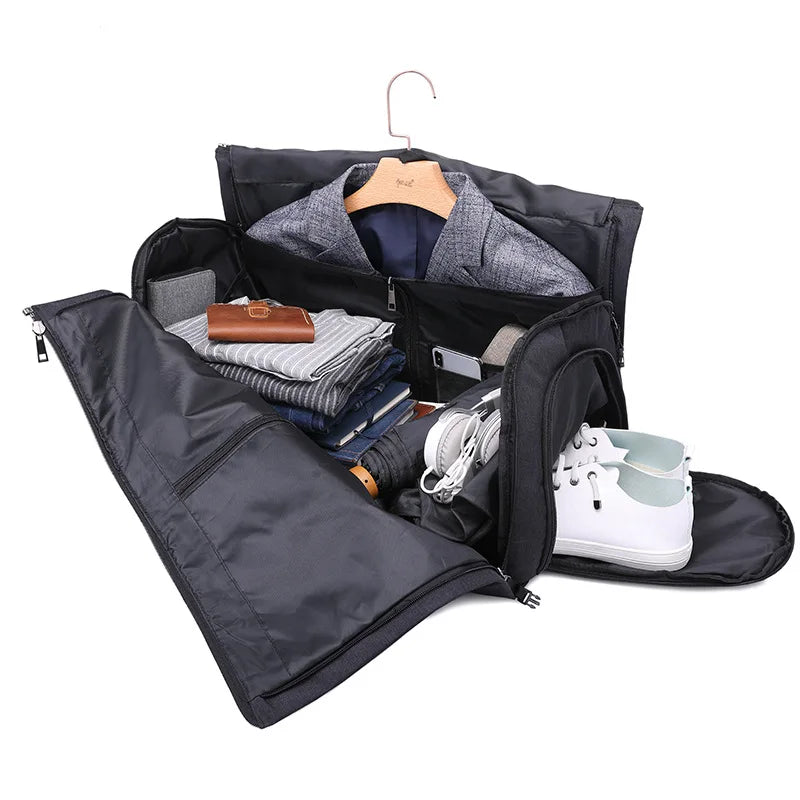 Men Bags Travel Garment Bag Duffel Bag with Shoulder Strap Business Handbags Multiple Pockets Carry on Hanging Suitcase Clothing